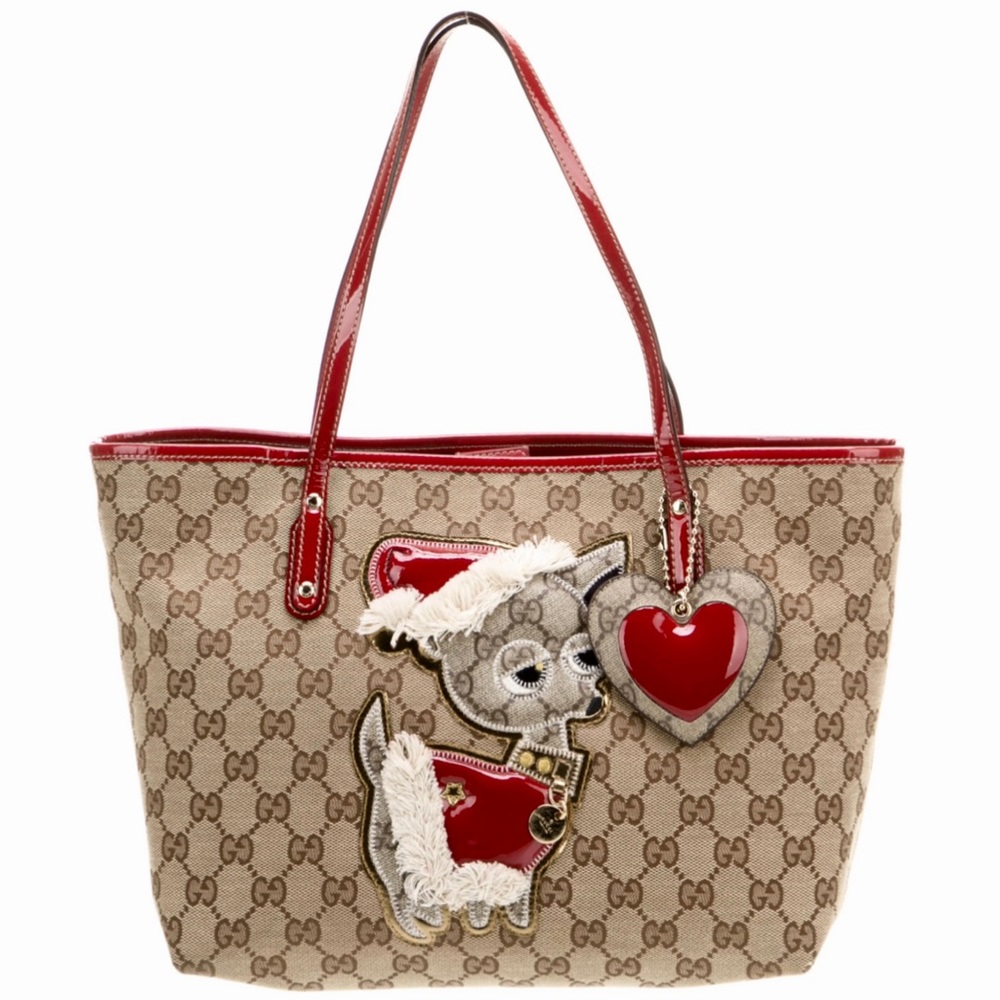 💯Authentic LIMITED EDITION Gucci Guccioli Brando Dog Monogram Shoulder Tote Bag
